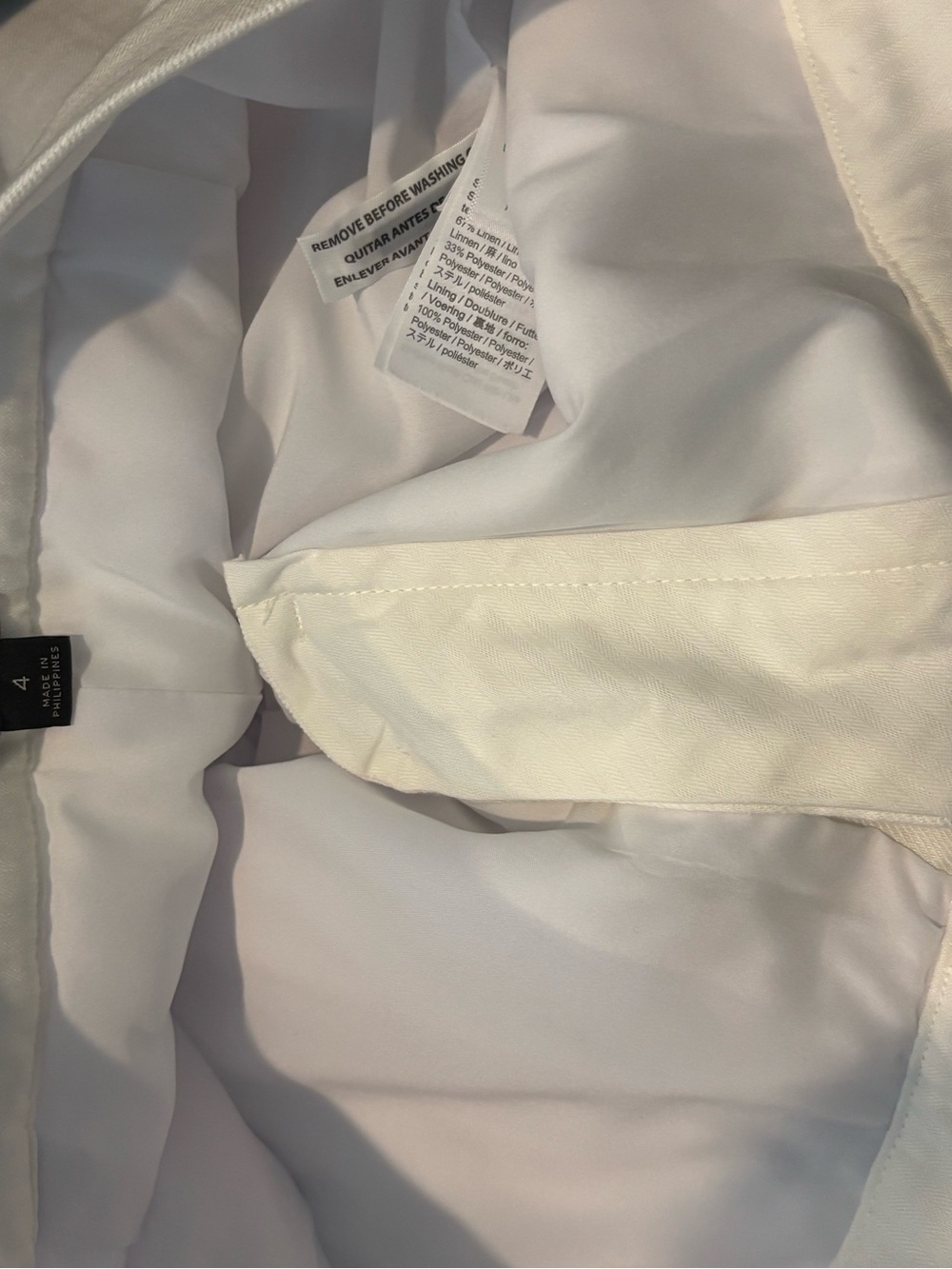 J. Crew Kate White Linen Blend Lined Straight Leg Pants 4 - Picture 10 of 14